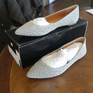J. Crew Grey Studded Flats